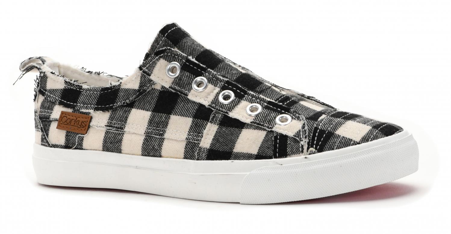 Corkys Shoes - Babalu White Plaid Sneaker  SALE 40% OFF  NOW $22.950