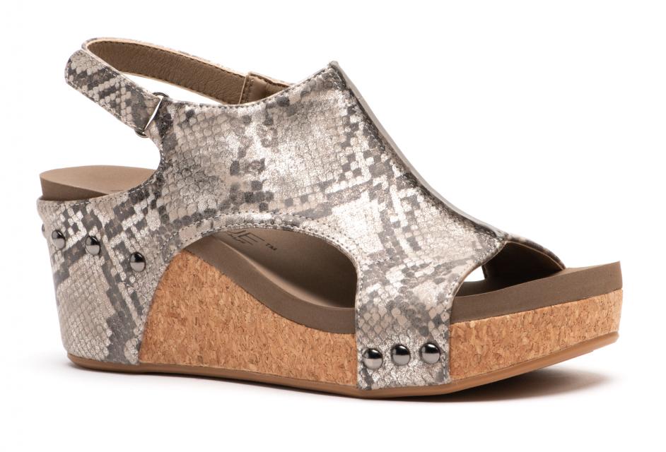 Corkys Shoes - Carley Taupe Snake Wedge    SALE 40% OFF  NOW $42.95