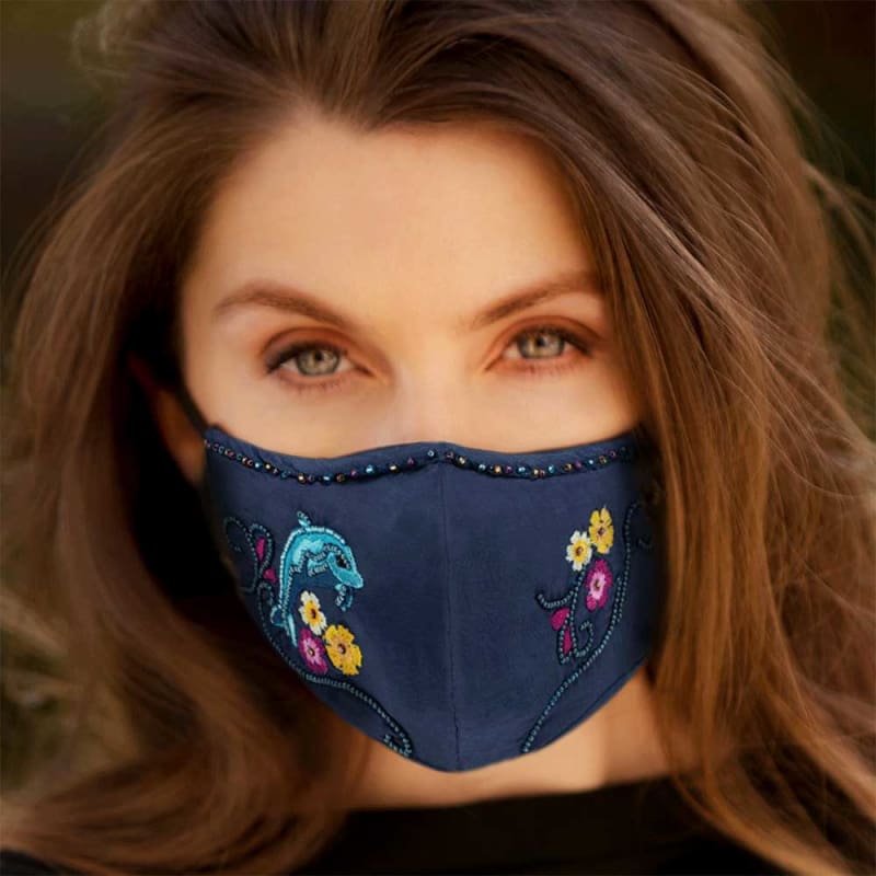 Mary Frances Dolphin Dance Beaded Face Mask