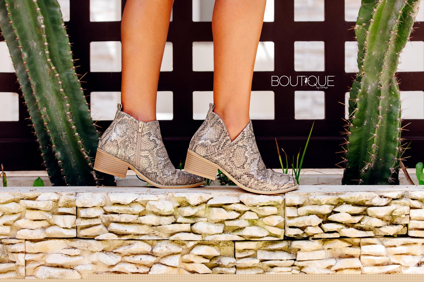 Corkys Shoes - Port Tan Snake Bootie  SALE 45% OFF  NOW $36.95