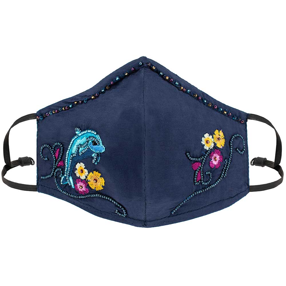 Mary Frances Dolphin Dance Beaded Face Mask